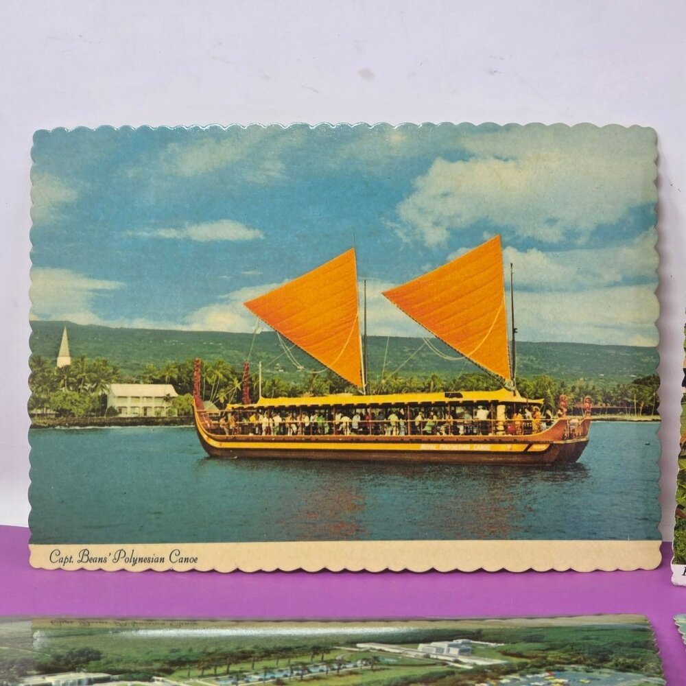 Postcards Polynesian‎ Canoe King Kamehameha Hotel Mormon Temple Kaanapali Beach